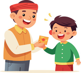 Obraz premium Father give money to son happy son getting money from family 