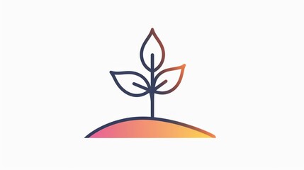 Growing Plant Icon with Gradient Colors for Nature and Sustainability Themes