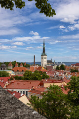 Beautiful view to the old town from Kohtuotsa Viewing Platform, Tallinn, Estonia