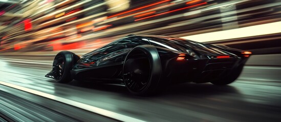 Futuristic automotive motion blur effect of racing concept vehicle
