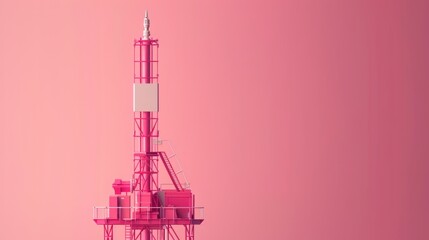Industrial Tower in Monochromatic Pink Minimalist Design for Modern Applications