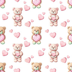 seamless pattern of cute teddy bear