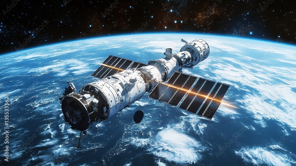 Poster a next-gen orbital factory utilizing ai and robotics for spacecraft assembly.