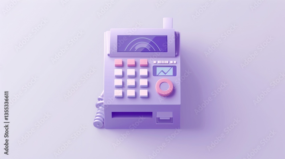 Poster stylized 3d render of a communication device with buttons and display