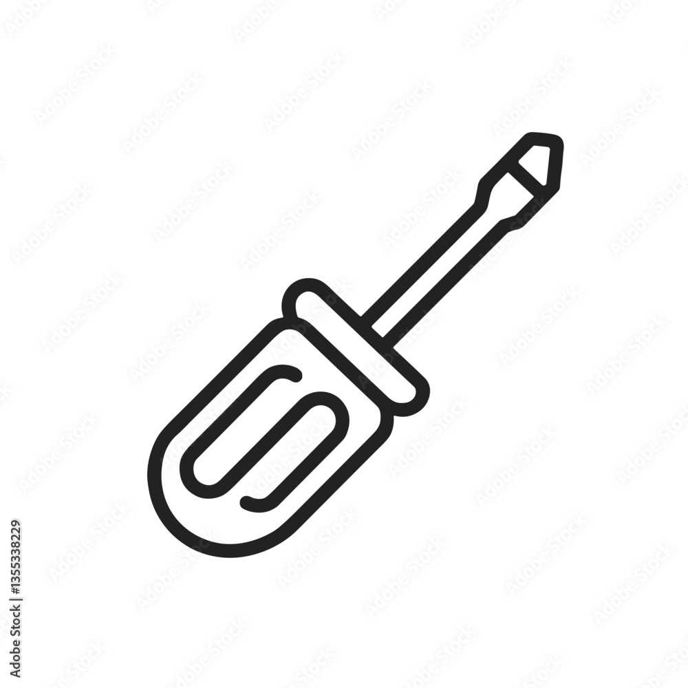 Poster simple line icon of a screwdriver on transparent background