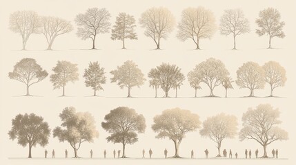 Diverse Tree Silhouettes Architectural Rendering Collection.