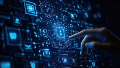 Digital visualization of technology interaction through futuristic interface