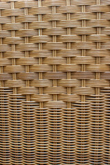 Two pattern of rattan furniture weaving. Vertical texture background. Selective focus