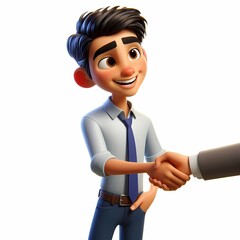 Businessman Offering Handshake in Office - Confident businessman extending a handshake, symbolizing workplace etiquette, professional relationships, and friendly business connections.