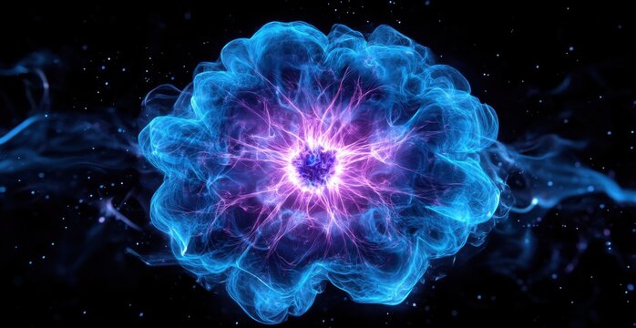 Abstract illustration of glowing blue and purple energy resembling a neural network