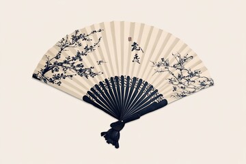 Elegant fan features intricate floral patterns on delicate paper