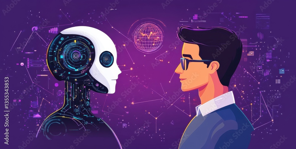 Aufkleber digital communication between a human and advanced artificial intelligence representation