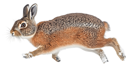 Brown Hare in Winter Leap Snow on Paws Wildlife Photo