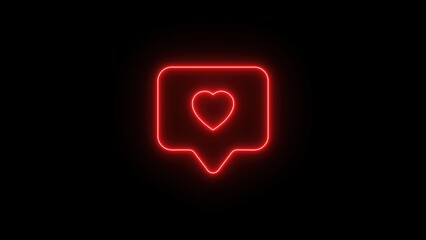 Neon Red Heart Icon in Speech Bubble