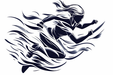 Woman in motion, dynamic silhouette
