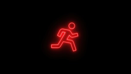 Obraz premium Red Neon Running Figure Icon