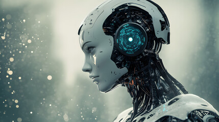 A robot with a sophisticated AI brain integrated into its structure, capable of advanced decision-making and performing intricate tasks.