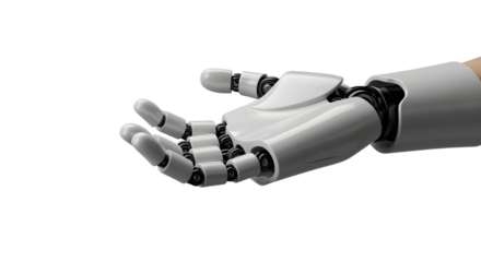 Robotic hand isolated on transparent background, cut out, ai generated