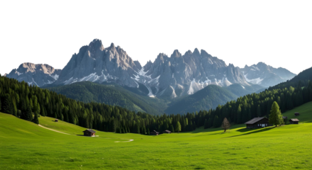 Mountains with landscape isolated on transparent background, cut out, ai generated