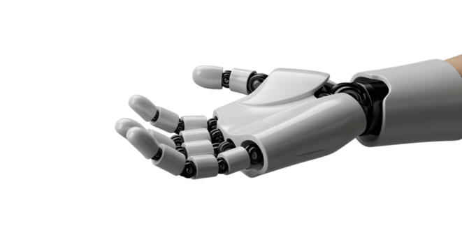 Robotic hand isolated on transparent background, cut out, ai generated