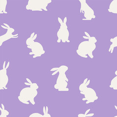 Seamless pattern with Easter bunnies. Decorative holiday wallpaper. Minimalist design