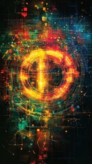 Obraz premium Abstract digital art of glowing circle in a circuit background