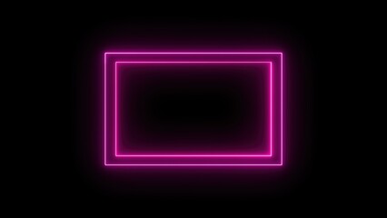 Glowing Neon Pink Frame on Black Background