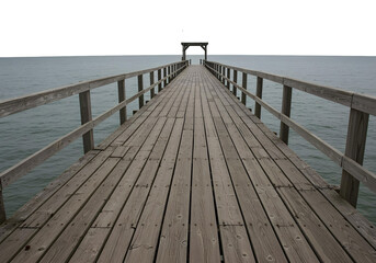 wooden bridge over the sea isolated on transparent background, cut out, ai generated