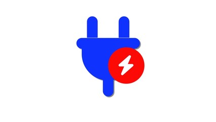 Electric plug icon with energy symbol, representing power and connectivity in a clean, modern design.