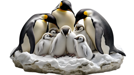 Emperor penguins family group adorable chicks wildlife arctic animals winter scene nature