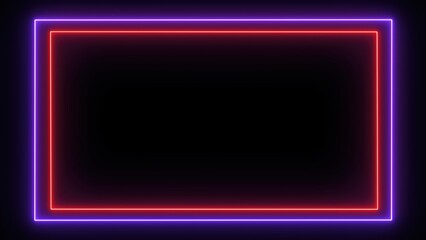 Glowing Neon Frame on Black Background