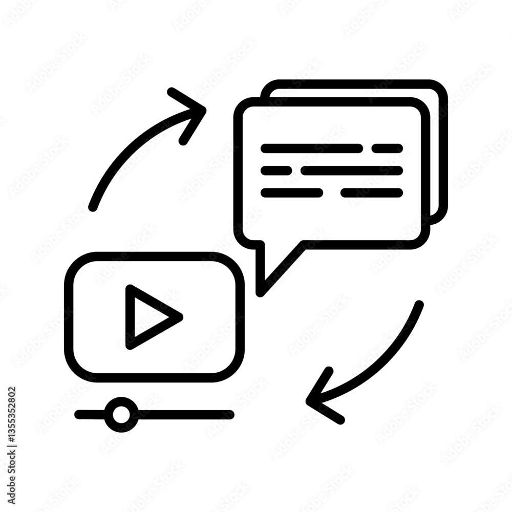 Poster video subtitle icon set. closed caption text bubble vector symbol in black filled and outlined style