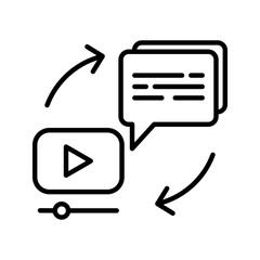 Video subtitle icon set. closed caption text bubble vector symbol in black filled and outlined style.