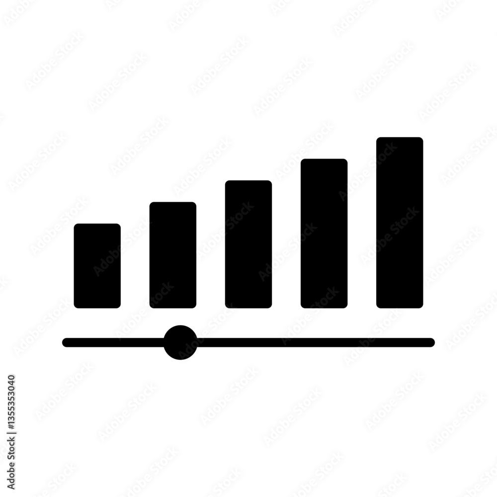 Poster volume increase interface design set in horizontal style for smartphone and other devices in black c