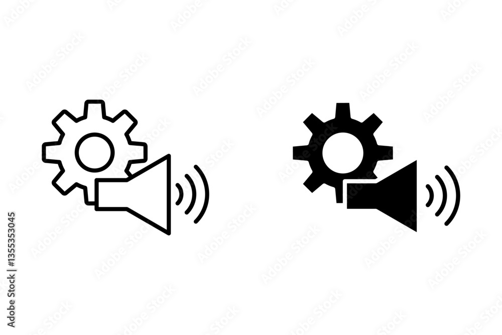 Poster volume increase interface design set in gear style for smartphones and other devices. volume level i