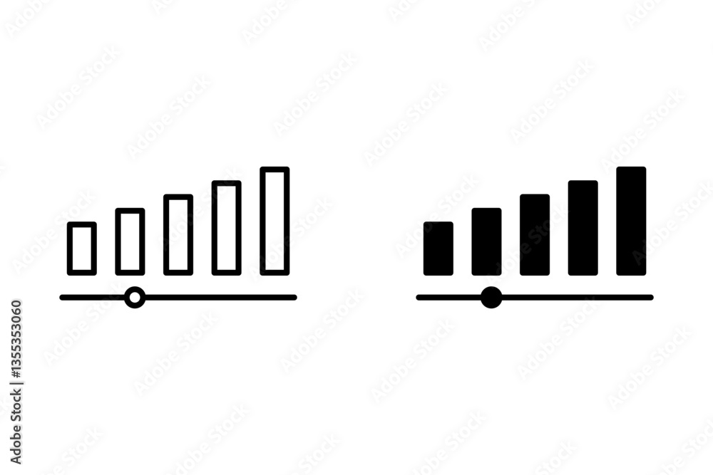 Poster volume increase interface design set in horizontal style for smartphone and other devices in black c