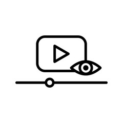 Eye with video player icon. Views, viewer, spectator icon set in black and white design.