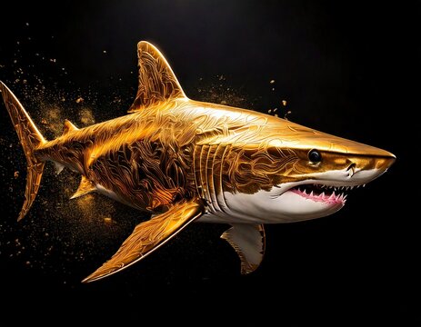 Grand requin blanc dor&eacute;