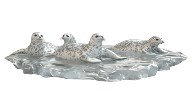Four Seals Resting on Ice Floe Wildlife Photography Arctic Animals Nature Scene HighQualit