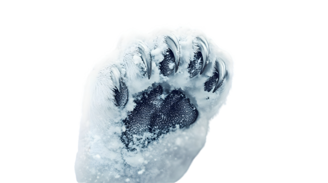 Frosty Animal Paw Print in Snow Winter Wildlife Footprint Cold Season Nature Scene Detailed