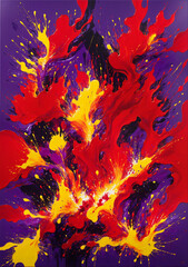 Eruption of Passion Wall Art - Expressive Paint Flow
