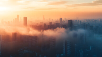 A self-learning AI monitoring air quality in a digital city, detecting pollutants and recommending actions to improve the environment.