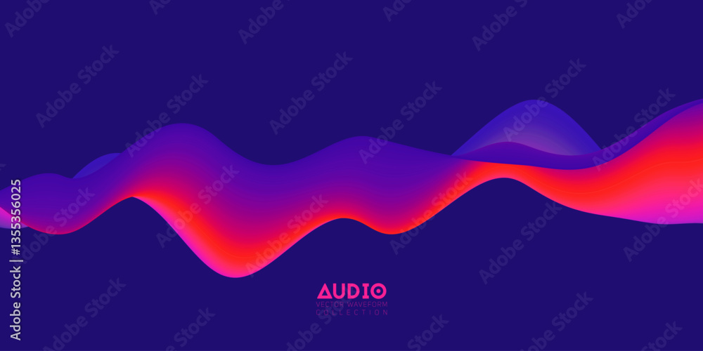 Poster gradient sound wave abstract background. colorful flow of music wave. vector vibrant fluid splash.