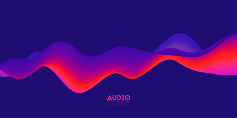 Gradient sound wave abstract background. Colorful flow of music wave. Vector vibrant fluid splash.