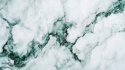 Elegant Marble Texture with Deep Emerald Green Veins on a White Polished Stone Surface &ndash; A Luxurious and Timeless Background, Isolated on White