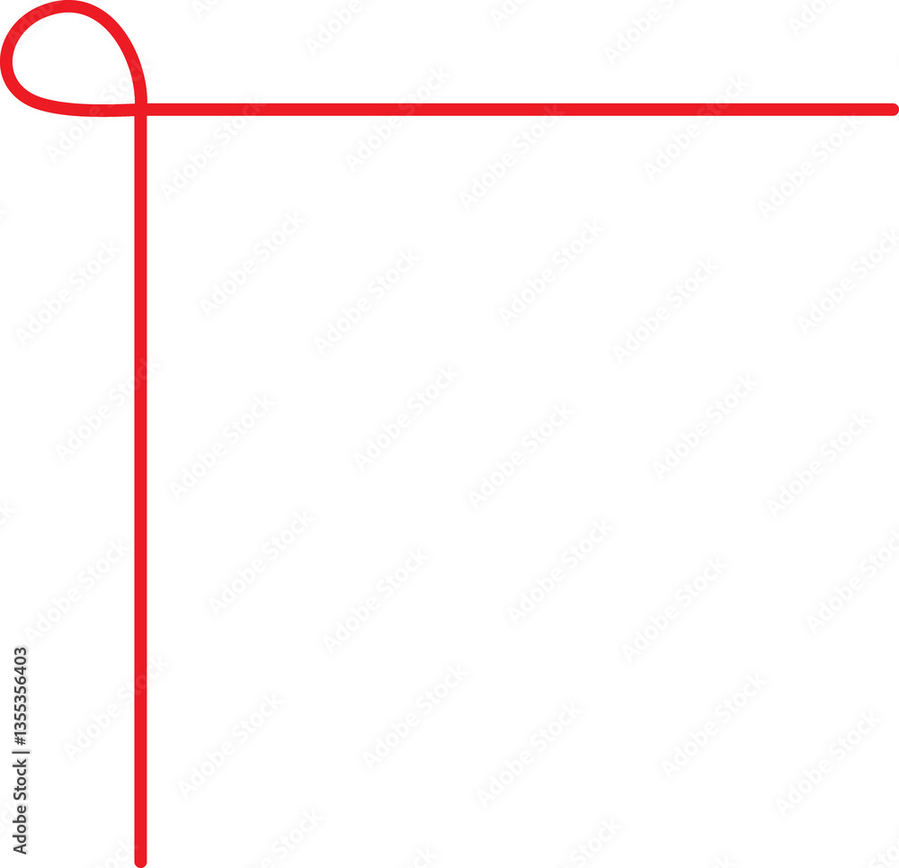 Poster a minimalistic red line in the upper left corner on a blank page. the line elegantly curves and form