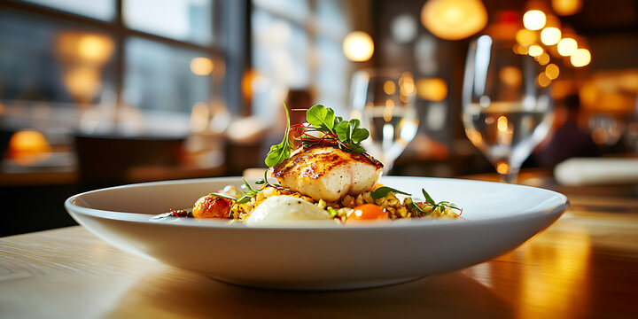 PanSeared Fish Restaurant Dish.