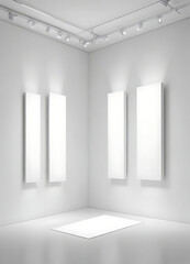 Fototapeta premium Minimalistic white gallery room with lights