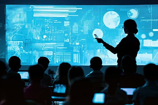 Interactive classroom presentation with digital data projection - Powered by Adobe