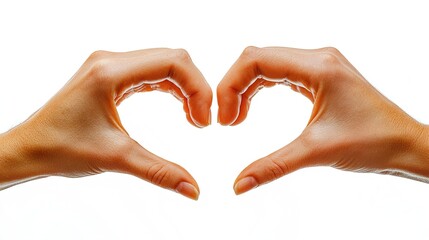 Two Pairs of Hands Forming a Heart Shape &ndash; Stone-Carved Symbol of Enduring Family Love, Support, and Unity on a White Isolated Background